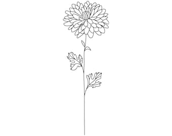 Chrysanthemum Embroidery Design: November Birth Flower Machine Embroidery File (Digital Download)