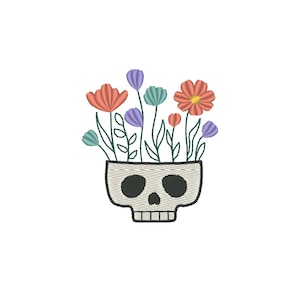 Floral Skull Embroidery Design, Flower Skull Embroidery Design, Cute Skull Embroidery Design, Halloween Embroidery Design
