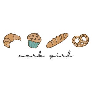 Carb Girl Embroidery Design: Baking Embroidery File (Digital Download)