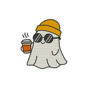 Coffee Ghost Embroidery Design: Halloween Embroidery File (Digital Download)