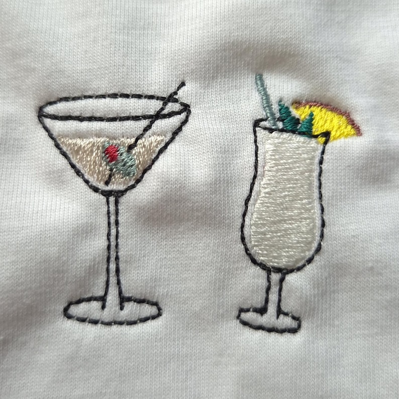 Mini Cocktail Embroidery Design Set: Martini, Spritz, Margarita (Digital Download) image 3