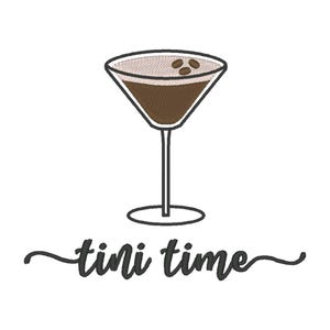 Espresso Martini Embroidery Design: Tini Time Embroidery File (Digital Download)