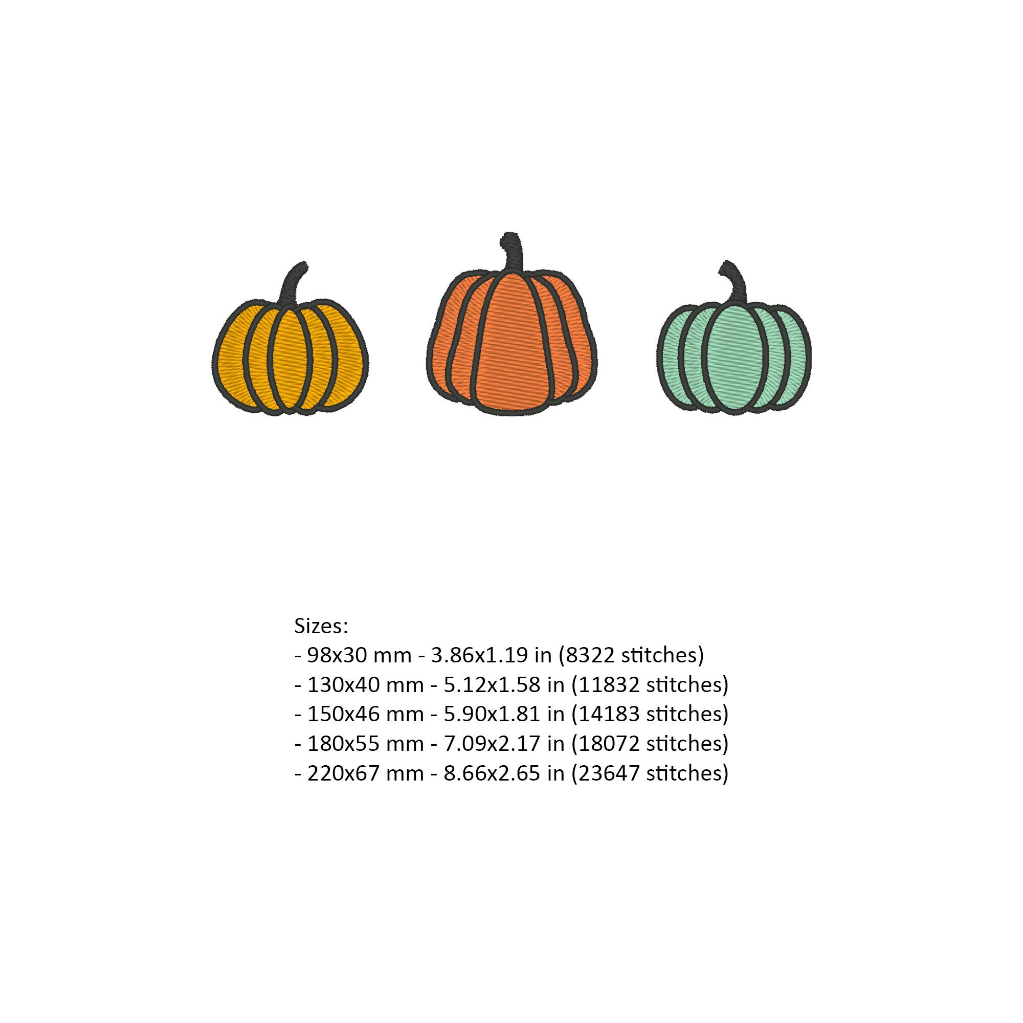 Pumpkin Trio Embroidery Design: Fall Embroidery File (digital Download) -  Etsy