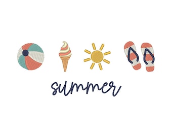 Summer Embroidery Design: Beachy Embroidery File (Digital Download)