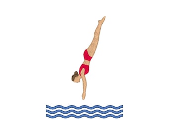 Girl Swimmer Embroidery Design: Swimming Embroidery File (Digital Download)