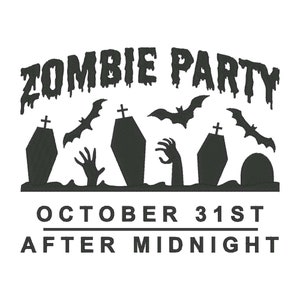 Zombie Party Embroidery Design, Zombie Embroidery Design, Halloween Embroidery Designs, Halloween Embroidery File