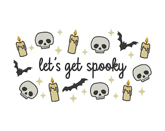 Broderidesign "Lets Get Spooky": Trendig Halloween-broderifil (digital nedladdning)