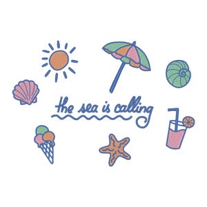 Summer Embroidery Design, Beachy Embroidery Design, Beach Embroidery Design, Cute Summer Embroidery File, Vacation Embroidery Design