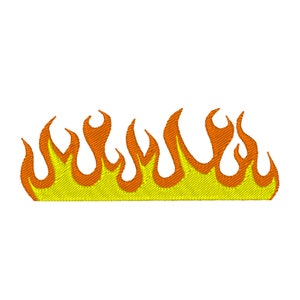 May include: A yellow and orange flame design with a jagged edge. The flames are stylized and have a retro look.