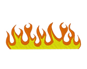 Diseño de bordado de llamas: Archivo de bordado con borde de fuego (descarga digital)