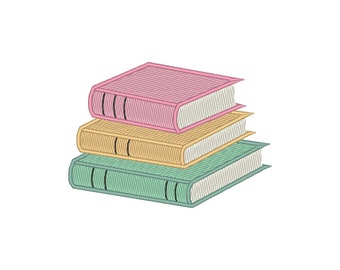 Borduurontwerp boekenstapel: borduurbestand miniboeken (digitale download)