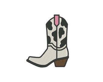 Cow Print Cowgirl Boot Embroidery Design (Digital Download)