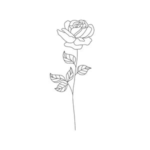 Rose Embroidery Design, June Birth Flower Embroidery Design, Rose Embroidery File, Line Art Embroidery Design