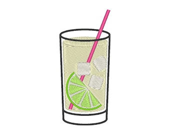 Vodka Soda Embroidery Design: Cocktail Embroidery File (Digital Download)