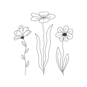 Flowers Machine Embroidery Design,  Flowers Embroidery Design, Line Art Embroidery Design, Flowers Embroidery File, Floral Embroidery Design
