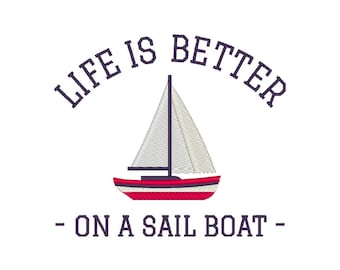 Sailing Embroidery Design: Boat Embroidery File (Digital Download)