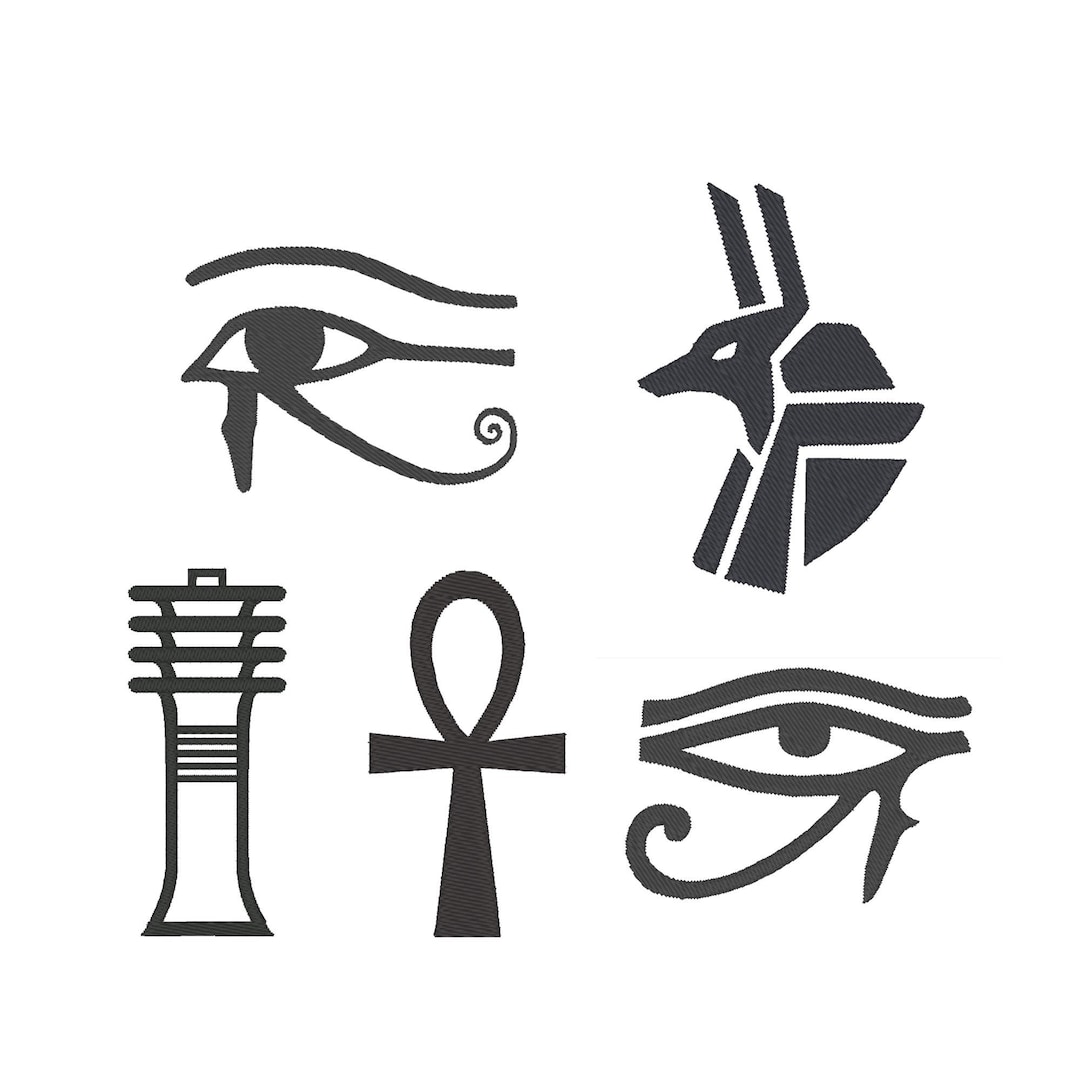 Egyptian Symbols Machine Embroidery, Ancient Egypt Embroidery Design, PES  File, Ankh, Anubis, Backbone of Osiris, Eye of Horus, Eye of Ra - Etsy