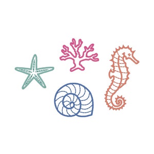 Mini Sea Creatures Embroidery Designs: Summer Embroidery Files (Digital Download)
