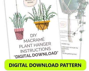 DIY Macrame Plant Hanger Digital Download Guide l Plant Hangers Instruction Manual l Great for Macrame craft beginners