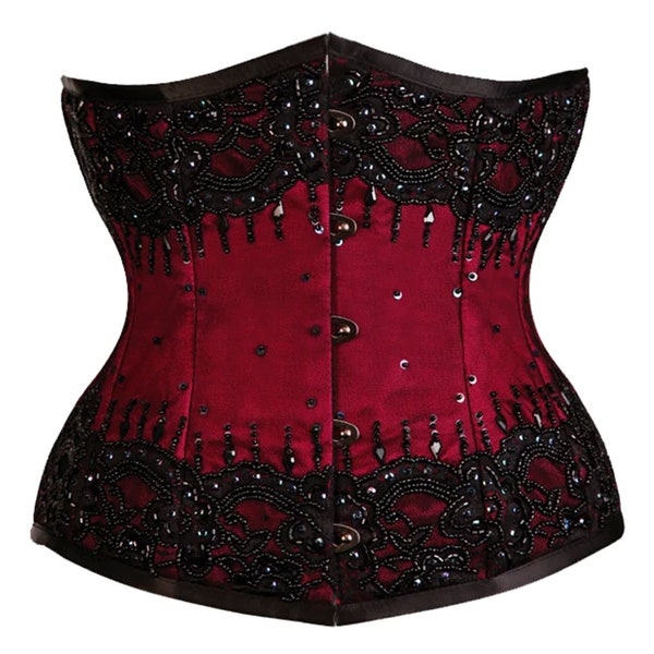 Red Sequins Easter Costume Waist Cincher Underbust Corset Gothic