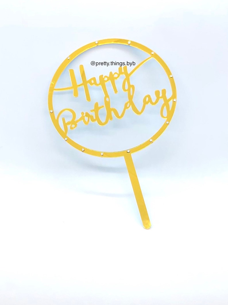 Cake topper Gold Decorations Gift Birthday Decoration Round Happy Birthday Cake Topper Party Decoration Cake Decoration