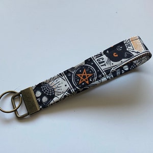 Tarot Card Fabric Keychain Wristlet, Halloween Key Fob Wristlet, Girly Keychain, Wrist Keychain, Keychain for Women