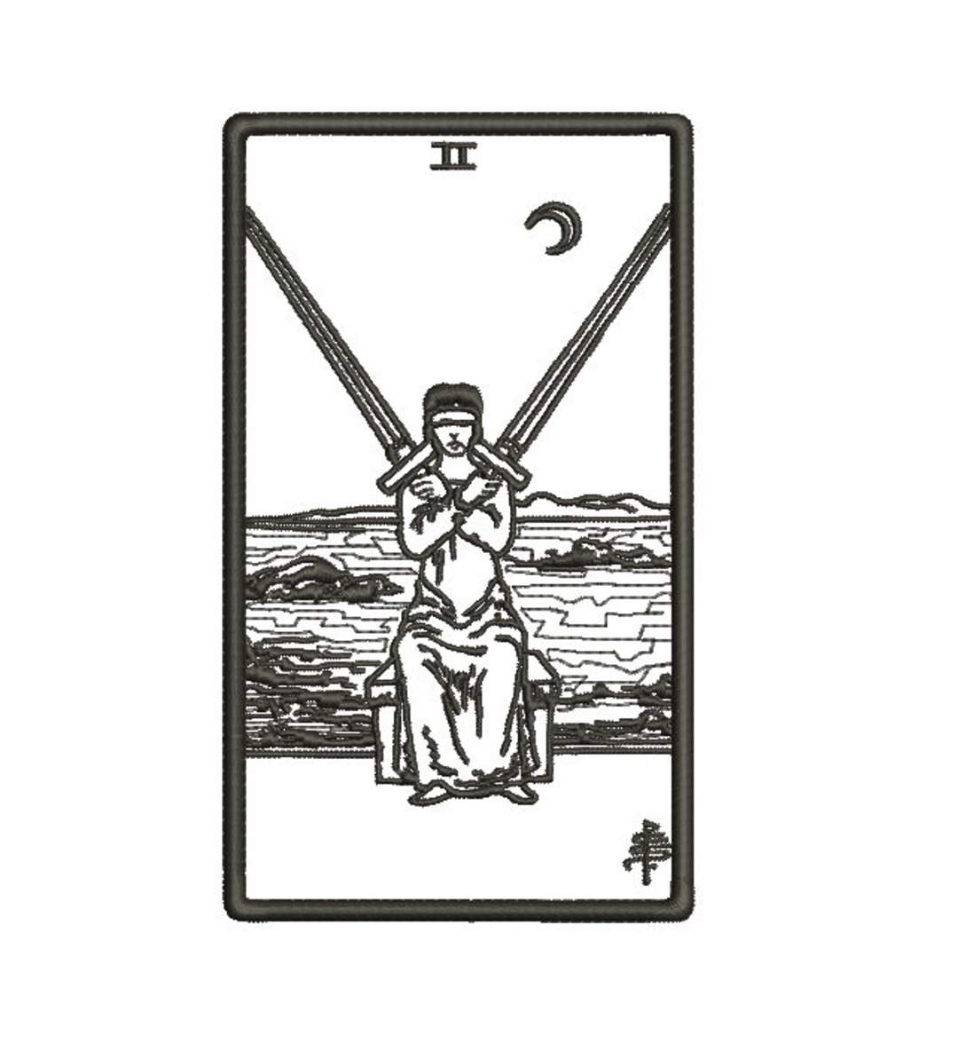 2 TWO OF SWORDS Tarot Card, Machine Embroidery Design, Instant Download ...