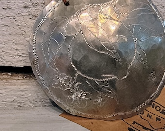 Hand Engraved Peach Pewter Ornament - North Carolina Crafted