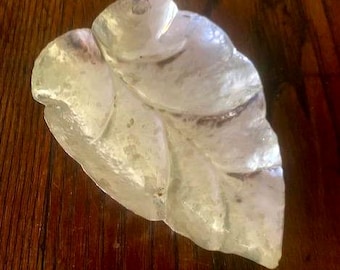 Sculpted Solid Silver Leaf dish- hand chased, repousse- made in Edenton North Carolina
