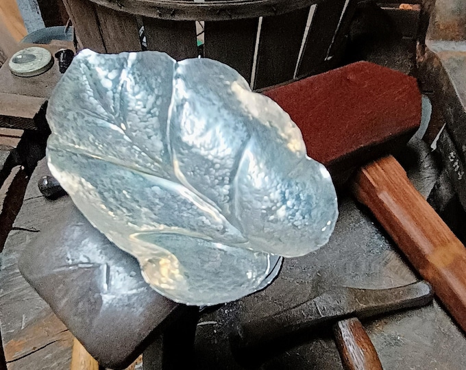 Sculpted Solid Silver Leaf dish- hand chased, repousse- made in Edenton North Carolina