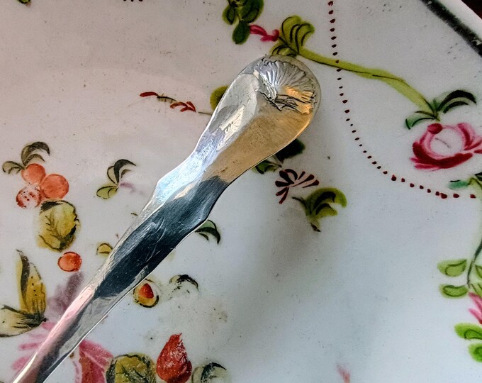 Hand Forged Solid Silver Cocktail Fork! Georgian Shell! Edenton North Carolina Silversmith