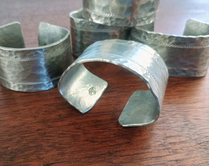 Hand Hammered Pewter Napkin Rings, Set of 4