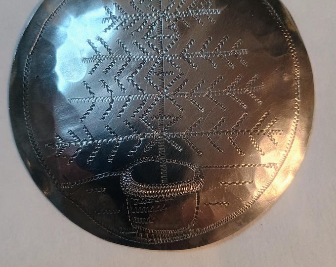 Handwrought North Carolina Pewter Engraved Christmas tree  Ornament