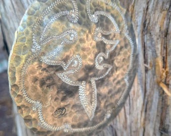 Handwrought North Carolina Crafted Old North Pewter William Morris Sketching Ornament