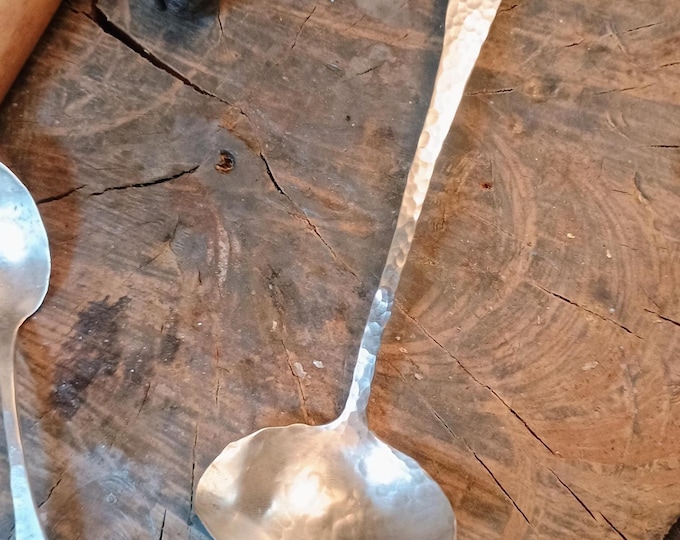 Hand Forged Sterling Silver Sauce Ladle – Hammered Metalwork, Signed