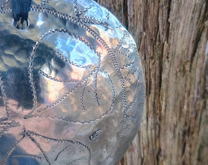 Hand Engraved Pewter Ornament: Lotus Motif, North Carolina Crafted