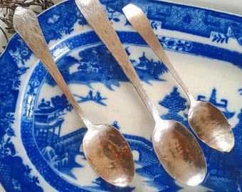 Hand Forged Solid Sterling Silver “Bateman” engraved Teaspoon / Serving spoon! Edenton North Carolina made!