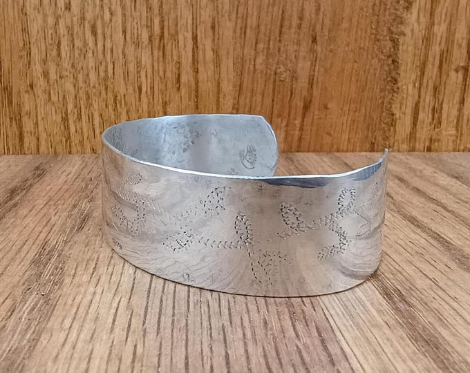 Handwrought Hand Engraved Sterling Silver Engraved Cuff Bracelet! Handmade in Edenton North Carolina
