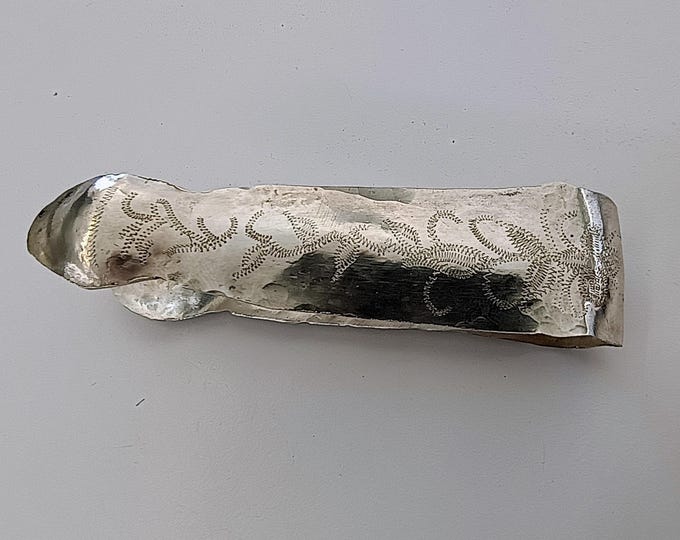 Hand Wrought Coin Silver Serving Tongs – Engraved Charcuterie Nips