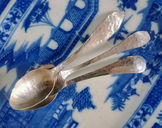 2025 Hand Wrought Solid Coin Silver Hammered Coffee Spoons! Hand made in Edenton North Carolina
