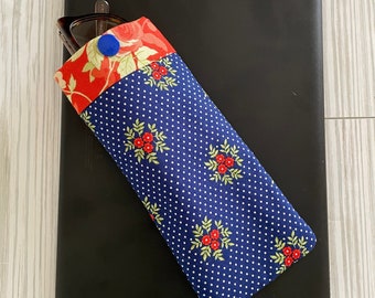 Handmade Soft Glasses Case - Padded Lighthouse & Beach Hut Cotton Pouch (UK Made)