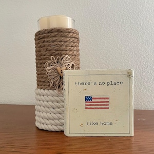 Patriotic Wood Block Sign, Tier Tray Shelf Sitter American Flag Home Decor