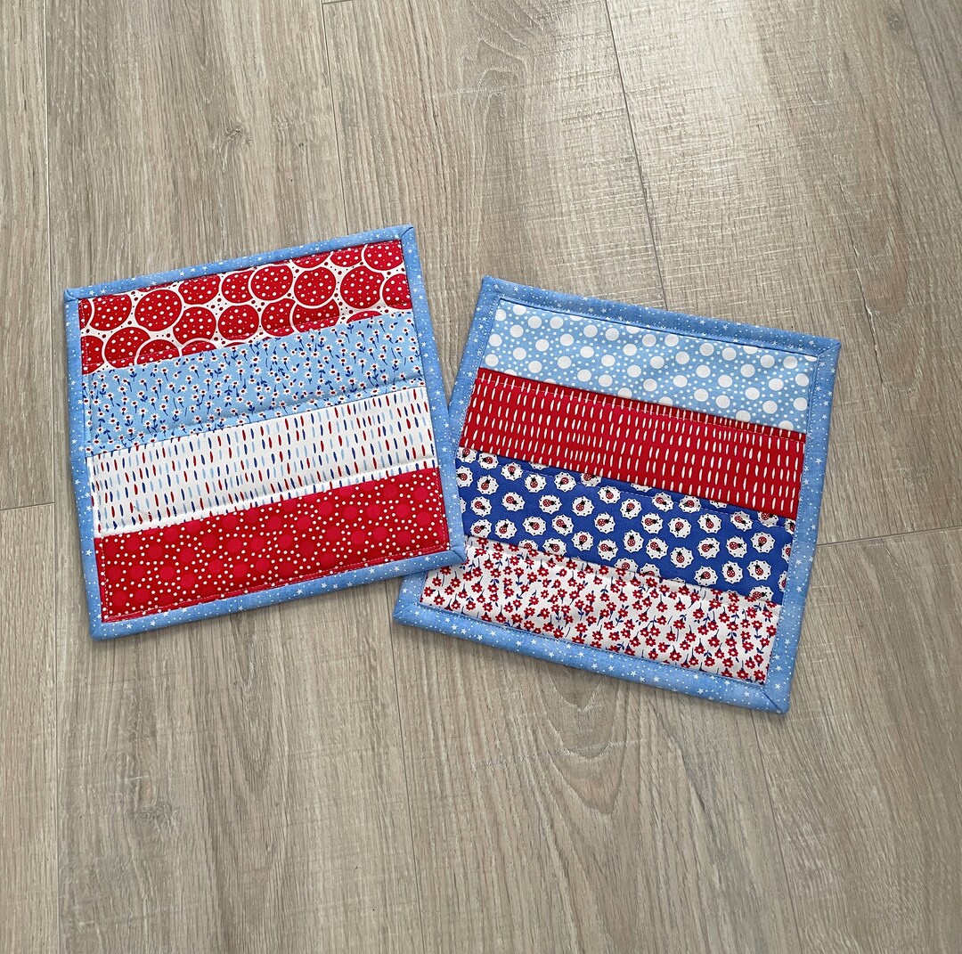 Pot Holder Rugs Patriotic Potholders, Quilted Pot Holder Set, Americana Decor, Handmade ...