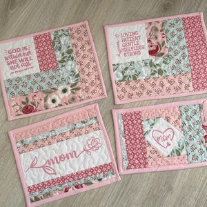 Floral Shabby Chic Quilted Mug Rugs, Great Gift for Mom, Choose Your Design