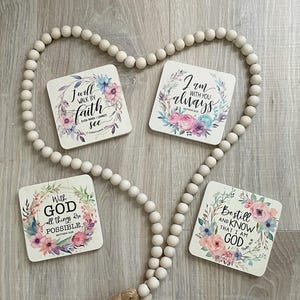 Wood Bible Verse Coasters, Set of 4 Faith Based Gift