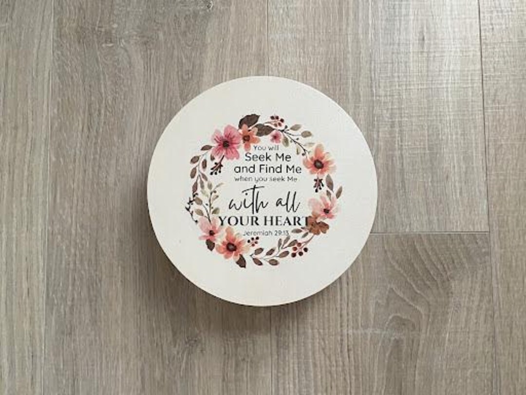 Round Wood Beaded Riser, Modern Wood Tray, Farmhouse Decor, Christian ...