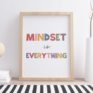 Mindset is Everything Print, Kids Room Motivational Poster, Inspirational Playroom Art, Classroom Decor, Growth Mindset, INSTANT DOWNLOAD