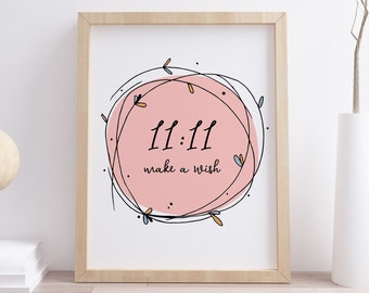 11:11 Make A Wish Print, Angel Number Sign, Affirmation Poster