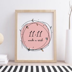 11:11 Make A Wish Print, Angel Number Sign, Affirmation Poster, 1111 Manifesting, Manifestation Print, Lucky Number Decor, INSTANT DOWNLOAD