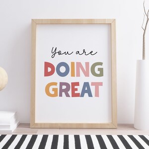 You Are Doing Great Print, Motivational Quote Poster, Playroom Art, Classroom Decor, Positive Affirmation, Kids Wall Art, INSTANT DOWNLOAD